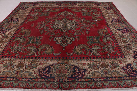 Tabriz Red Square Hand Knotted 104 X 104  Area Rug 99-111723 Image 8