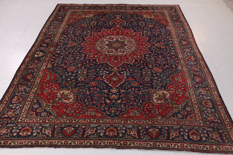 Tabriz Blue Hand Knotted 89 X 115  Area Rug 99-111724 Image 2