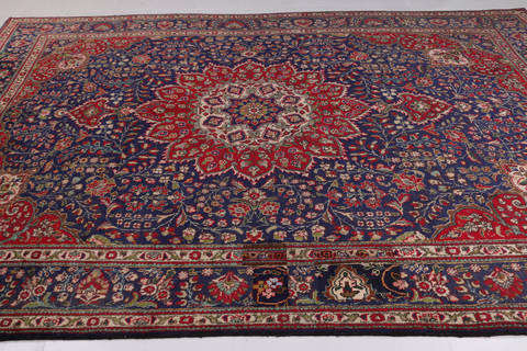 Tabriz Blue Hand Knotted 89 X 115  Area Rug 99-111724 Image 4