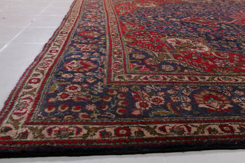Tabriz Blue Hand Knotted 89 X 115  Area Rug 99-111724 Image 9