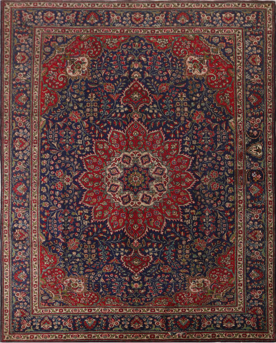 Tabriz Blue Hand Knotted 89 X 115  Area Rug 99-111724 Image 0