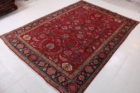 Tabriz Red Hand Knotted 94 X 134  Area Rug 99-111767 Image 2