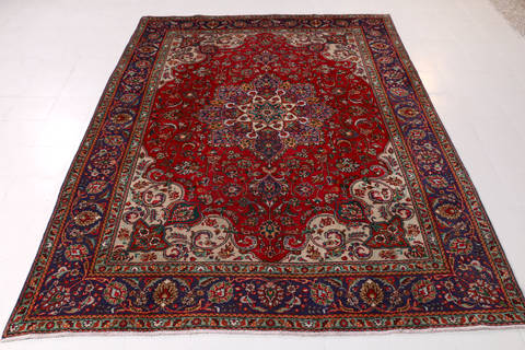 Tabriz Red Hand Knotted 83 X 113  Area Rug 99-111775 Image 1