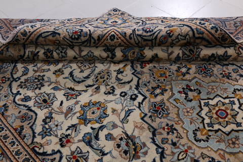 Kashan Beige Hand Knotted 63 X 911  Area Rug 99-111783 Image 13