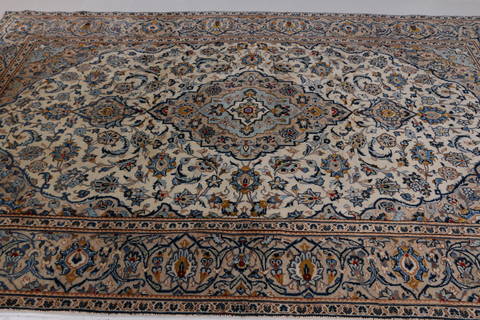 Kashan Beige Hand Knotted 63 X 911  Area Rug 99-111783 Image 4
