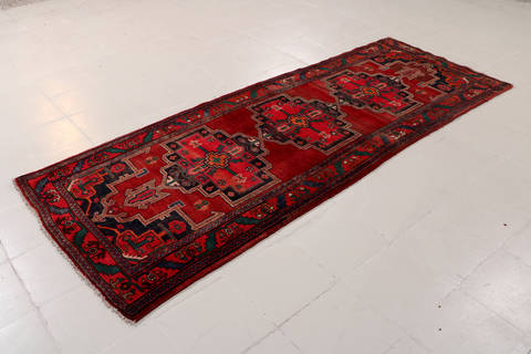 Hamedan Red Runner Hand Knotted 37 X 90 Area Rug 99-111797 Image 1