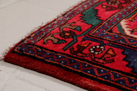 Hamedan Red Runner Hand Knotted 37 X 90 Area Rug 99-111797 Image 6