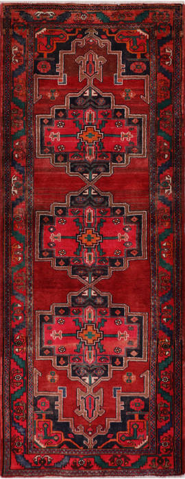 Hamedan Red Runner Hand Knotted 37 X 90 Area Rug 99-111797 Image 0