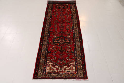 Hamedan Red Runner Hand Knotted 34 X 131 Area Rug 99-111836 Image 2