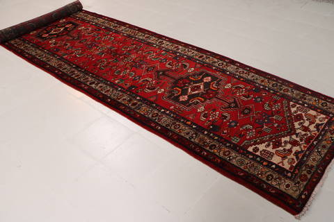 Hamedan Red Runner Hand Knotted 34 X 131 Area Rug 99-111836 Image 3