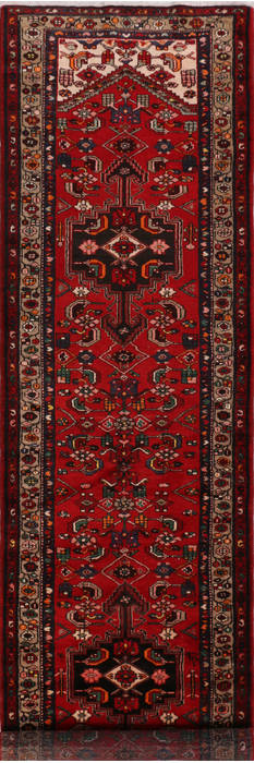 Hamedan Red Runner Hand Knotted 34 X 131 Area Rug 99-111836 Image 0