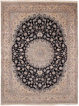 Persian Nain Beige Rectangle 12x15 ft Wool and Silk Carpet 111873