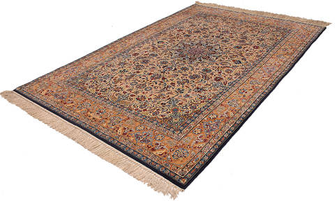 Isfahan Beige Hand Knotted 410 X 710 Area Rug 254-111874 Image 1