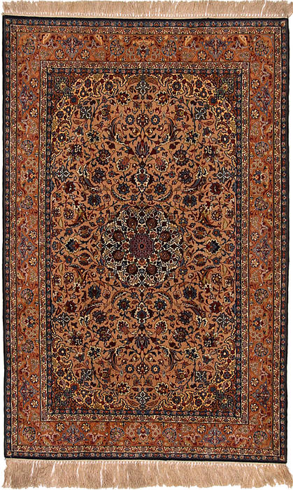 Isfahan Beige Hand Knotted 410 X 710 Area Rug 254-111874 Image 0