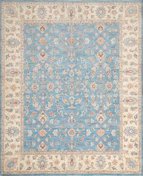 Pakistani Chobi Blue Rectangle 8x10 ft Wool Carpet 111893