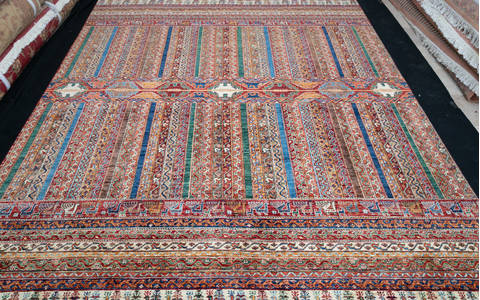 Chobi Multicolor Hand Knotted 82 X 99 Area Rug 700-111894 Image 1