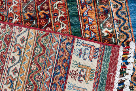 Chobi Multicolor Hand Knotted 82 X 99 Area Rug 700-111894 Image 3