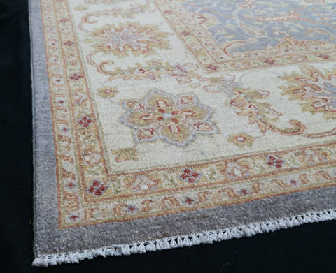 Chobi Blue Hand Knotted 84 X 102 Area Rug 700-111896 Image 4