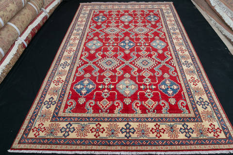 Kazak Red Hand Knotted 67 X 100 Area Rug 700-111900 Image 1