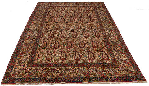 Kerman Beige Hand Knotted 48 X 70 Area Rug 254-111923 Image 2