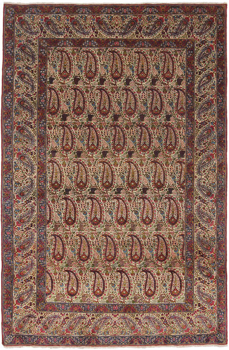 Kerman Beige Hand Knotted 48 X 70 Area Rug 254-111923 Image 0