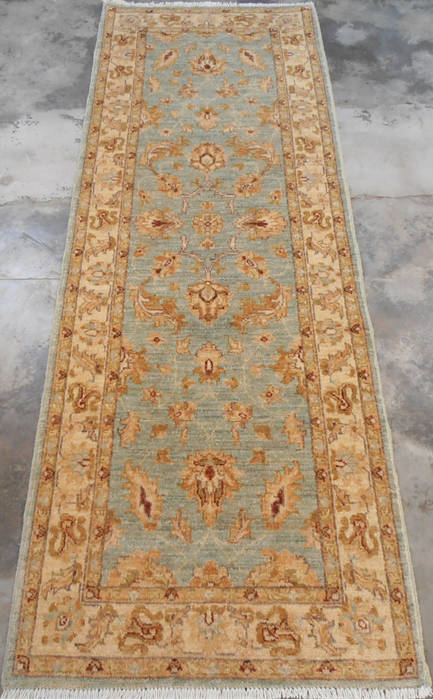 Chobi Blue Runner Hand Knotted 24 X 69  Area Rug 700-111932 Image 1