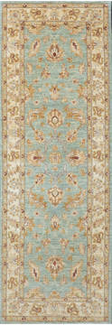 Chobi Blue Runner Hand Knotted 2'4" X 6'9"  Area Rug 700-111932