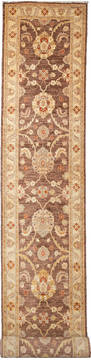 Chobi Brown Runner Hand Knotted 2'9" X 19'4"  Area Rug 700-111946