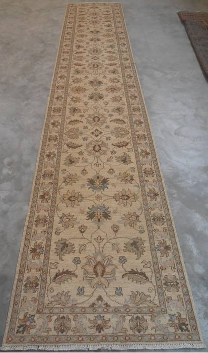 Chobi Beige Runner Hand Knotted 29 X 148  Area Rug 700-111947 Image 1