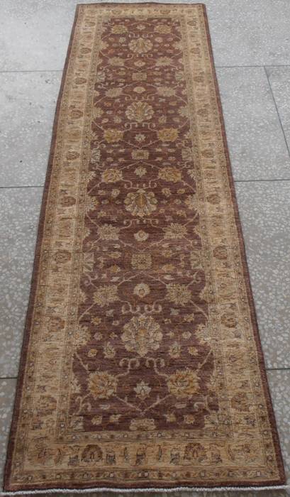 Chobi Brown Runner Hand Knotted 28 X 98  Area Rug 700-111951 Image 1