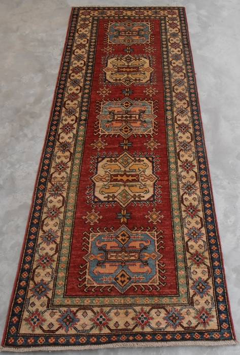 Kazak Red Runner Hand Knotted 28 X 76  Area Rug 700-111954 Image 1