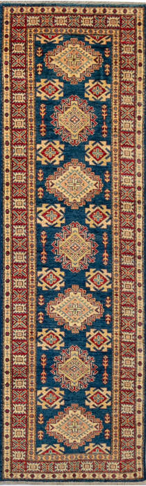 Kazak Blue Runner Hand Knotted 24 X 710  Area Rug 700-111955 Image 0
