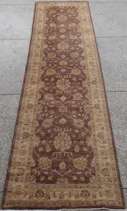 Chobi Brown Runner Hand Knotted 27 X 97  Area Rug 700-111958 Image 1