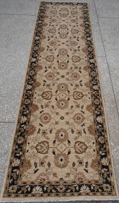 Chobi Beige Runner Hand Knotted 29 X 97  Area Rug 700-111959 Image 1