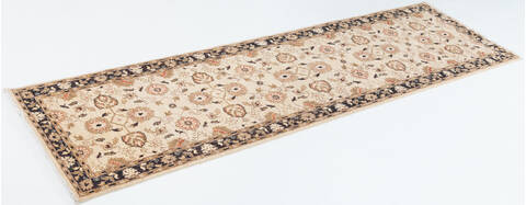 Chobi Beige Runner Hand Knotted 29 X 97  Area Rug 700-111959 Image 2