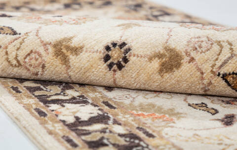 Chobi Beige Runner Hand Knotted 29 X 97  Area Rug 700-111959 Image 7