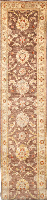 Chobi Brown Runner Hand Knotted 27 X 194  Area Rug 700-111962 Image 0