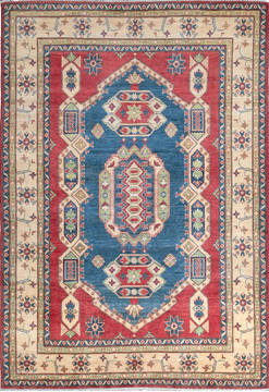 Afghan Kazak Red Rectangle 7x10 ft Wool Carpet 111966