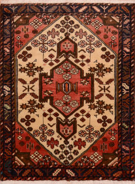 Hamedan Red Hand Knotted 3'7" X 4'9"  Area Rug 100-111982