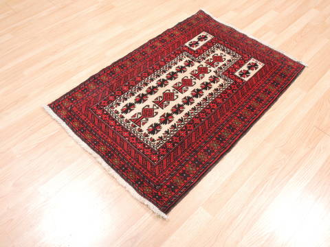 Baluch White Hand Knotted 28 X 311 Area Rug 100-111984 Image 3