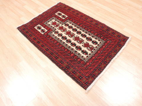 Baluch White Hand Knotted 28 X 311 Area Rug 100-111984 Image 4
