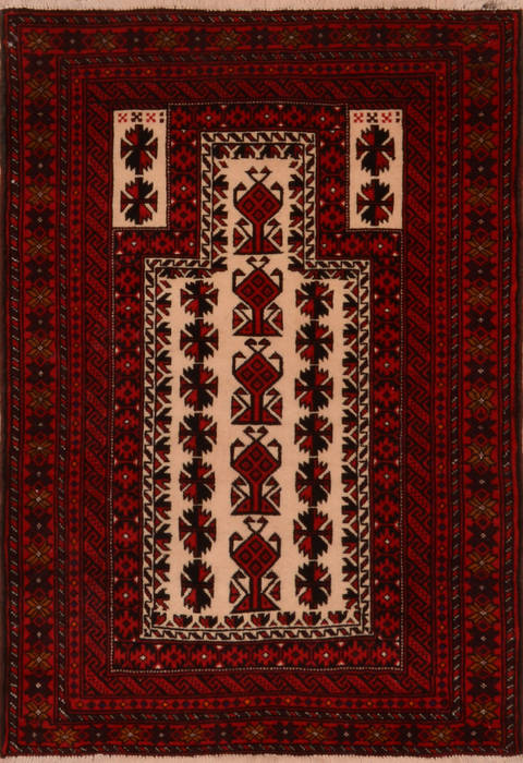 Baluch White Hand Knotted 28 X 311 Area Rug 100-111984 Image 0