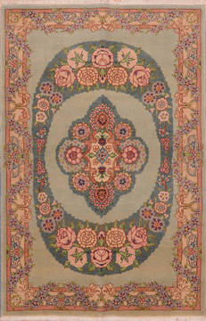 Gharajeh Blue Hand Knotted 3'2" X 5'0"  Area Rug 100-111990