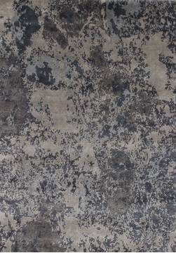 Indian Tibetan Grey Rectangle 6x9 ft Wool and Viscose Carpet 112004