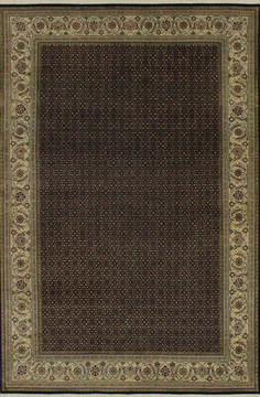 Indian Mahi Black Rectangle 7x10 ft Wool and Silk Carpet 112011