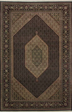 Indian Mahi Black Rectangle 7x10 ft Wool and Silk Carpet 112013