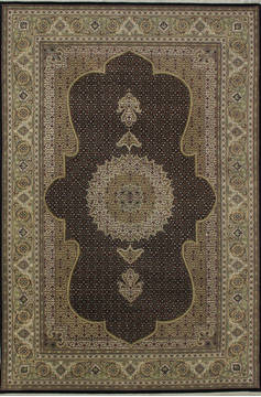 Mahi Black Hand Knotted 6'7" X 9'11"  Area Rug 902-112017