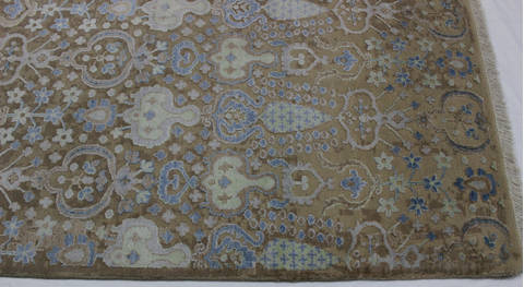Modern Beige Hand Knotted 80 X 100 Area Rug 902-112023 Image 1