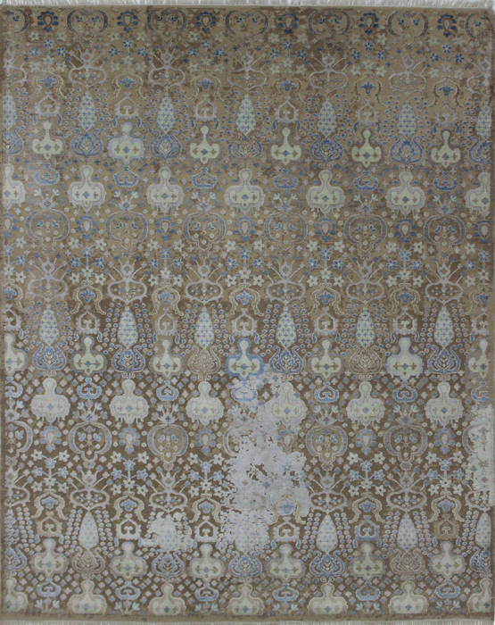 Modern Beige Hand Knotted 80 X 100 Area Rug 902-112023 Image 0