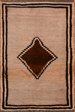 Persian Gabbeh Beige Rectangle 3x5 ft Wool Carpet 112025